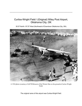 History of Curtiss-Wright Field Original Wiley Post