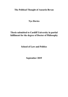 The Political Thought of Aneurin Bevan Nye Davies Thesis