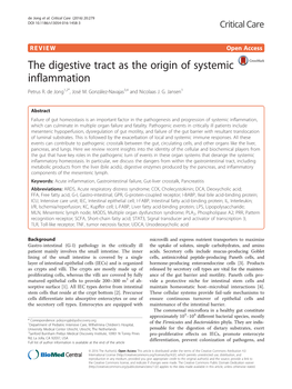 The Digestive Tract As the Origin of Systemic Inflammation Petrus R