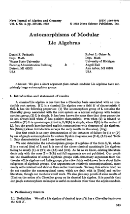 Automorphisms of Modular Lie Algebr S