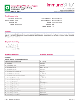 Immunostrips® Validation Report