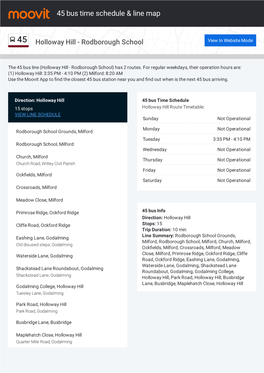 45 Bus Time Schedule & Line Route