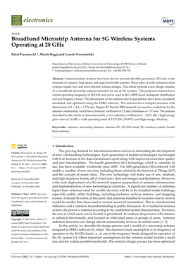 Broadband Microstrip Antenna for 5G Wireless Systems Operating at 28 Ghz