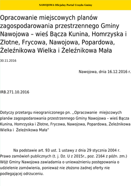 Opracowanie Miejscowych Planów Zagospodarowania Przestrzennego