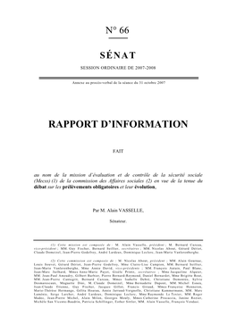 Rapport Vasselle Sur Les Prélèvements Obligatoires