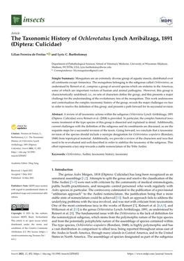 The Taxonomic History of Ochlerotatus Lynch Arribálzaga, 1891 (Diptera: Culicidae)