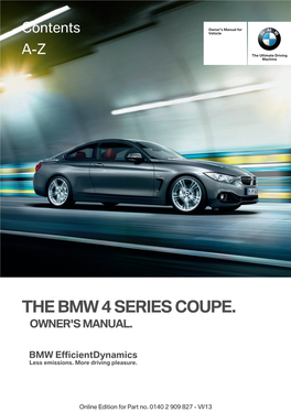 The Bmw 4 Series Coupe. Owner's Manual