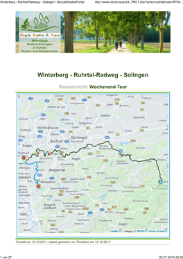 Winterberg - Ruhrtal-Radweg - Solingen • Bicycleroutesportal