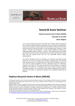 Sound & Score Seminar