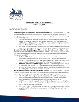 BRIEF on CLIMATE & SUSTAINABIILTY February 4, 2021