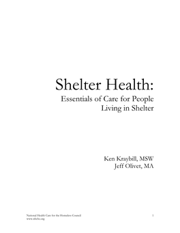 Essentials of Care for @Eople 3Iving in Shelter