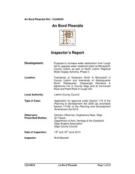 An Bord Pleanála Inspector's Report