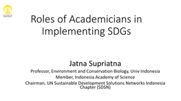 Roles of Academicians in Implementing Sdgs