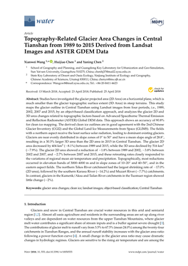 Topography-Related Glacier Area Changes in Central Tianshan from 1989 to 2015 Derived from Landsat Images and ASTER GDEM Data