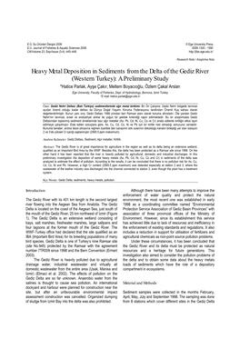 Heavy Metal Deposition in Sediments from the Delta of the Gediz River (Western Turkey): a Preliminary Study