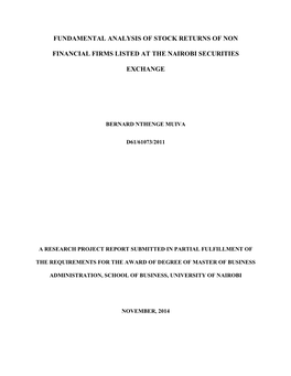 Fundamental Analysis of Stock Returns of Non Financial Firms Listed at The