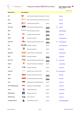 Programm-Guide DIGITAL-Fernsehen