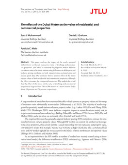 The Effect of the Dubai Metro on the Value of Residential and Commercial Properties