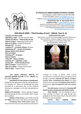 Parish Newsletter 2020-03-15