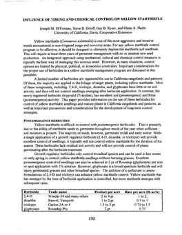 Influence of Timing and Chemical Control on Yellow Starthistle