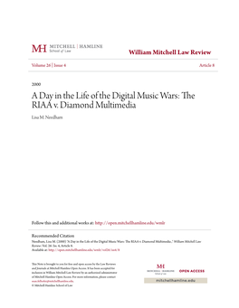 A Day in the Life of the Digital Music Wars: the RIAA V. Diamond Multimedia Lisa M