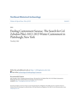 Finding Cantonment Saranac: the Es Arch for Col