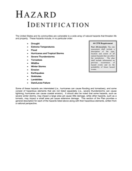 Hurricanes and Tropical Storms Location and Extent of All • Severe Thunderstorms Natural Hazards That Can Affect the Jurisdiction