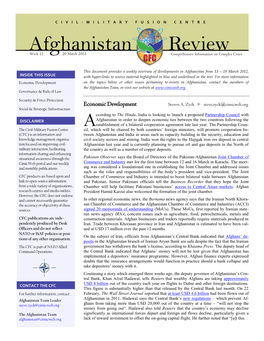 Afghanistan Review Week 12 20 March 2012 Comprehensive Information on Complex Crises