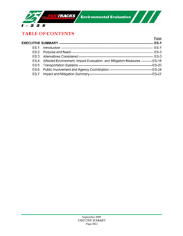 Table of Contents