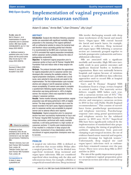 Implementation of Vaginal Preparation Prior to Caesarean Section