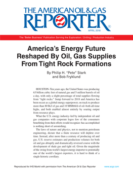 “Pete” Stark and Bob Fryklund America's Energy Future Reshaped