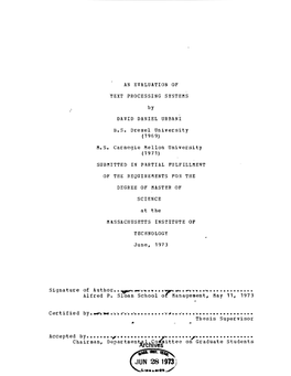 I N an E an Evaluation of Text Processing Systems David Urbani