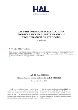 Life-Histories, Speciation, and Biodiversity in Mediterranean Prosobranch Gastropods M