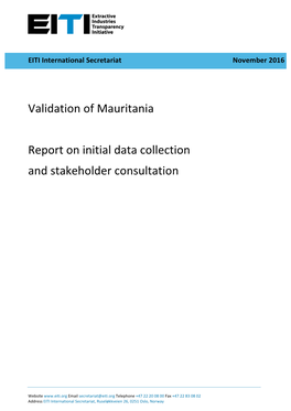 Mauritania Validation Initial Assessment