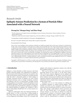 Research Article Epileptic Seizure Prediction by a System of Particle Filter Associated with a Neural Network