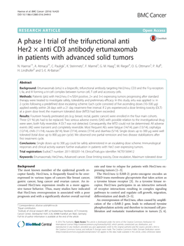 A Phase I Trial of the Trifunctional Anti Her2 × Anti CD3 Antibody Ertumaxomab in Patients with Advanced Solid Tumors N