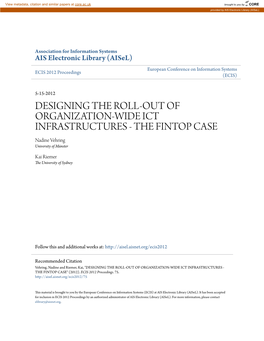 DESIGNING the ROLL-OUT of ORGANIZATION-WIDE ICT INFRASTRUCTURES - the FINTOP CASE Nadine Vehring University of Münster