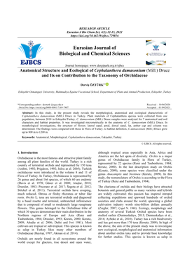 Eurasian Journal of Biological and Chemical Sciences