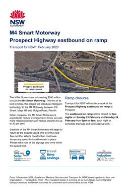 M4 Smart Motorway Prospect Highway Eastbound on Ramp