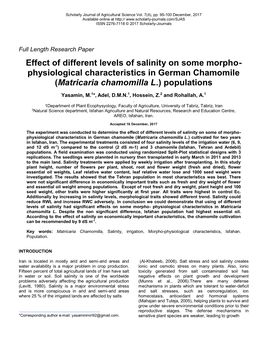 Matricaria Chamomilla L.) Populations