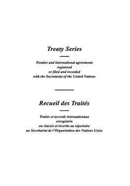 Treaty Series Recueil Des Traitis