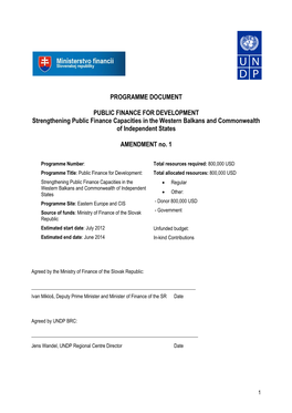 PROGRAMME DOCUMENT PUBLIC FINANCE for DEVELOPMENT Strengthening Public Finance Capacities in the Western Balkans and Commonweal