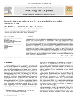 End-Point Diameter and Total Length Coarse Woody Debris Models for the United States