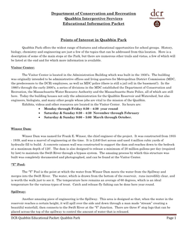Quabbin Park Information for Schools