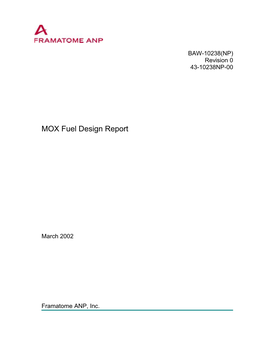 Framatome ANP MOX Fuel Design