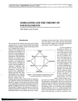 Zoroaster and the Theory of Four Elements