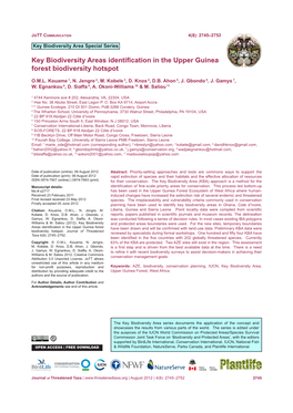 Key Biodiversity Areas Identification in the Upper Guinea Forest Biodiversity Hotspot