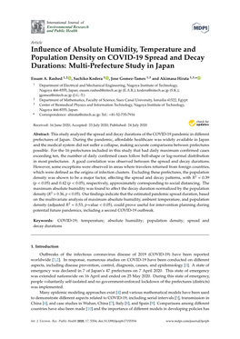 Influence of Absolute Humidity, Temperature And