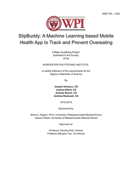 Slipbuddy: a Machine Learning Based Mobile Health App to Track and Prevent Overeating