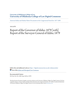 Report of the Governor of Idaho, 1879 [With] Report of the Surveyor-General of Idaho, 1879